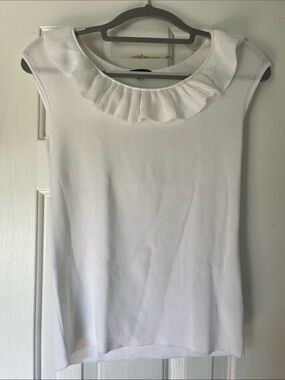 Beautiful Talbots White Cotton Women’s Blouse Sleeveless Knit Top XSmall